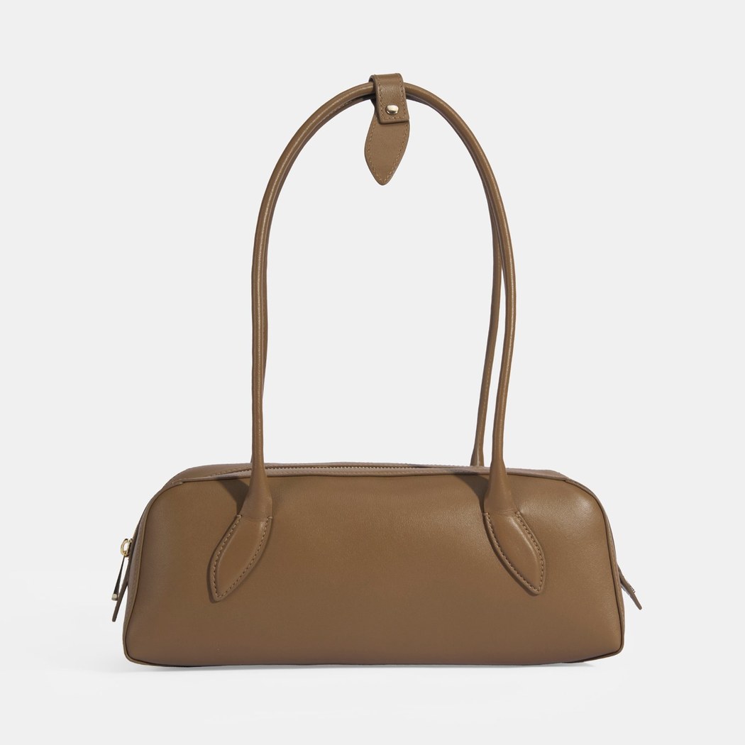 Limited Edition Kahve Kadın Yaprak Detaylı Deri Omuz Çantası