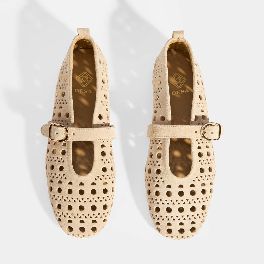 Limited Edition Kamitre Bej Kadın Süet Mary Jane Babet