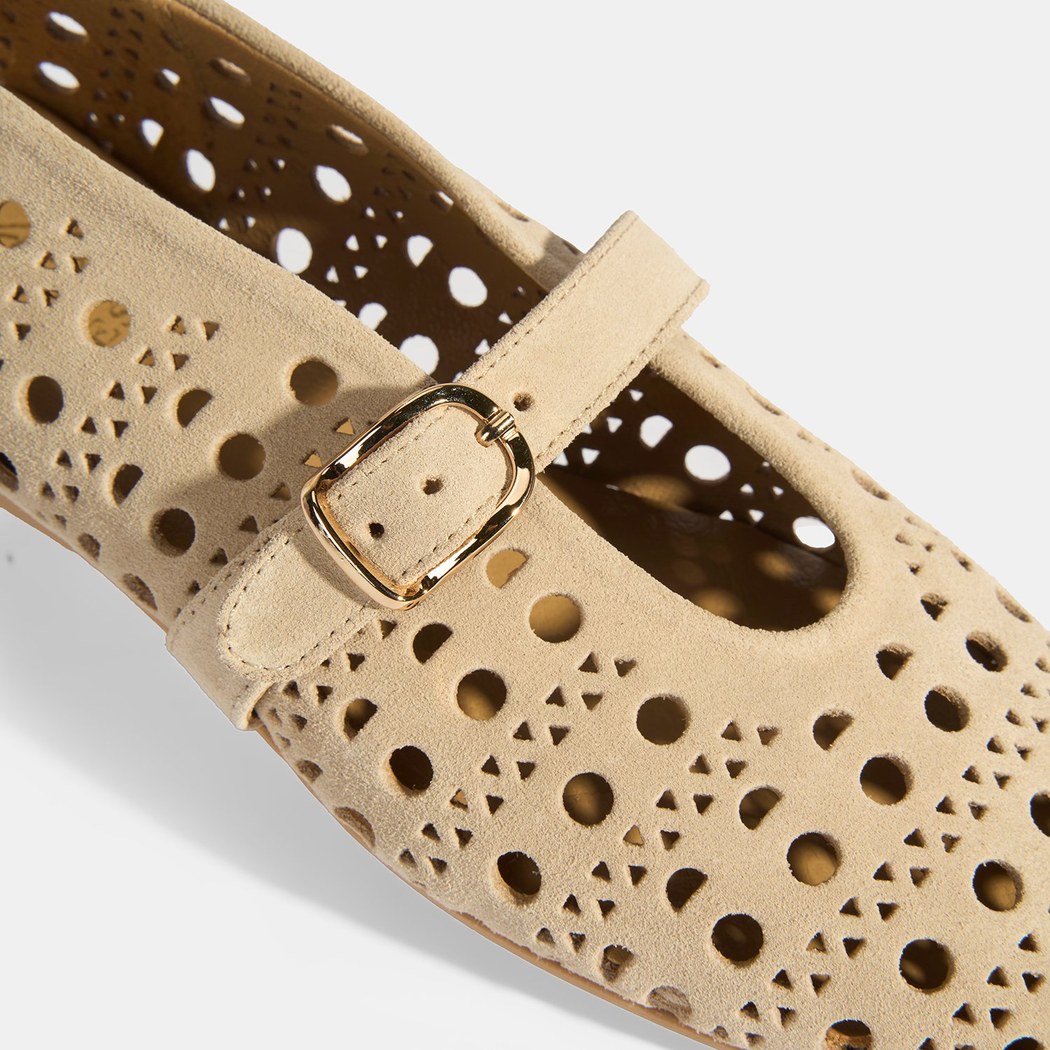 Limited Edition Kamitre Bej Kadın Süet Mary Jane Babet