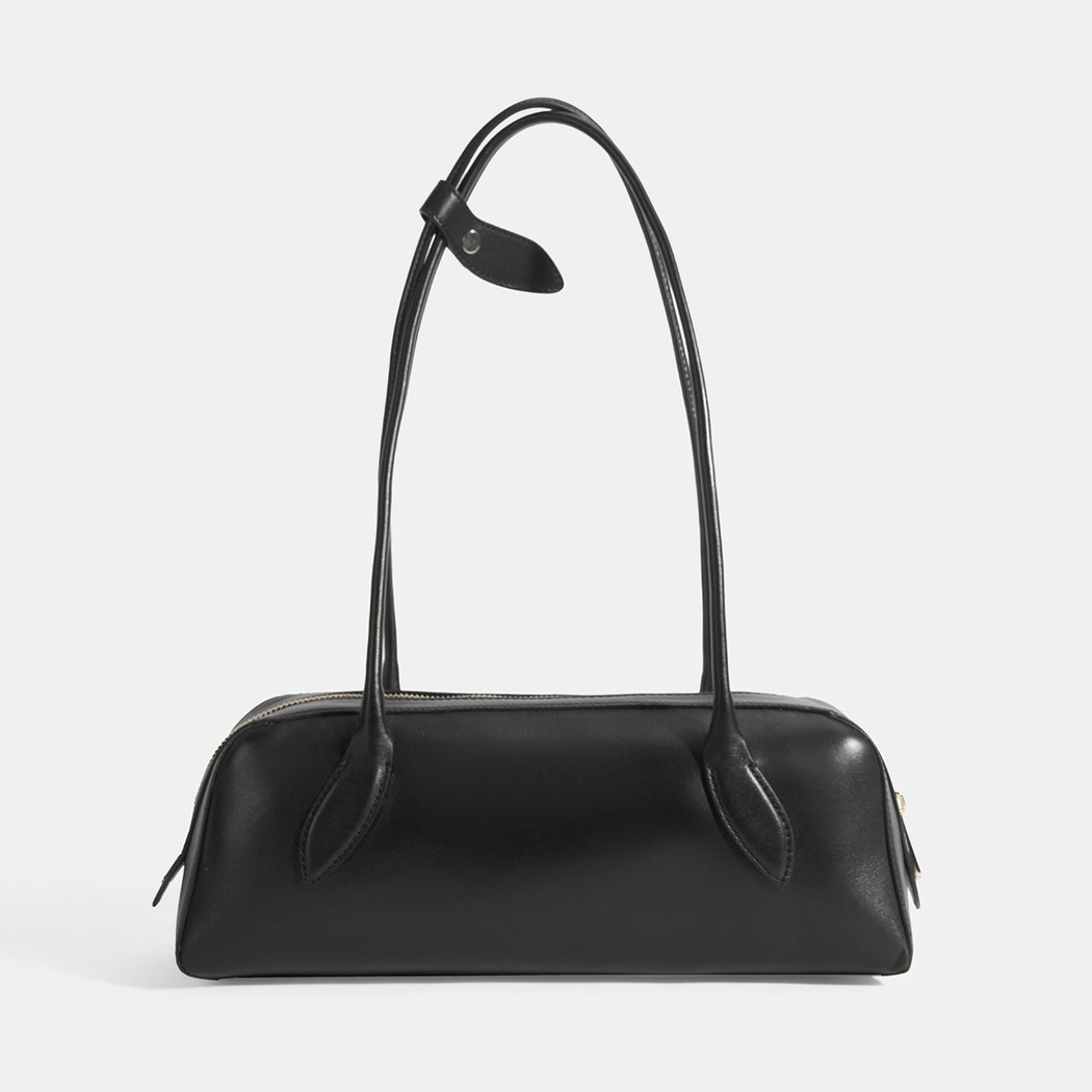 Limited Edition Siyah Kadın Yaprak Detaylı Deri Omuz Çantası