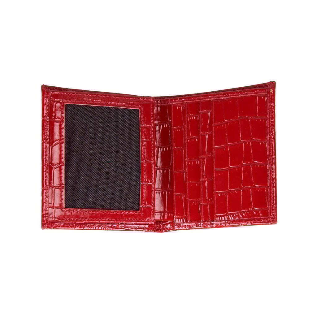 Linoa Kırmızı Kadın Kroko Baskılı Deri Cüzdan