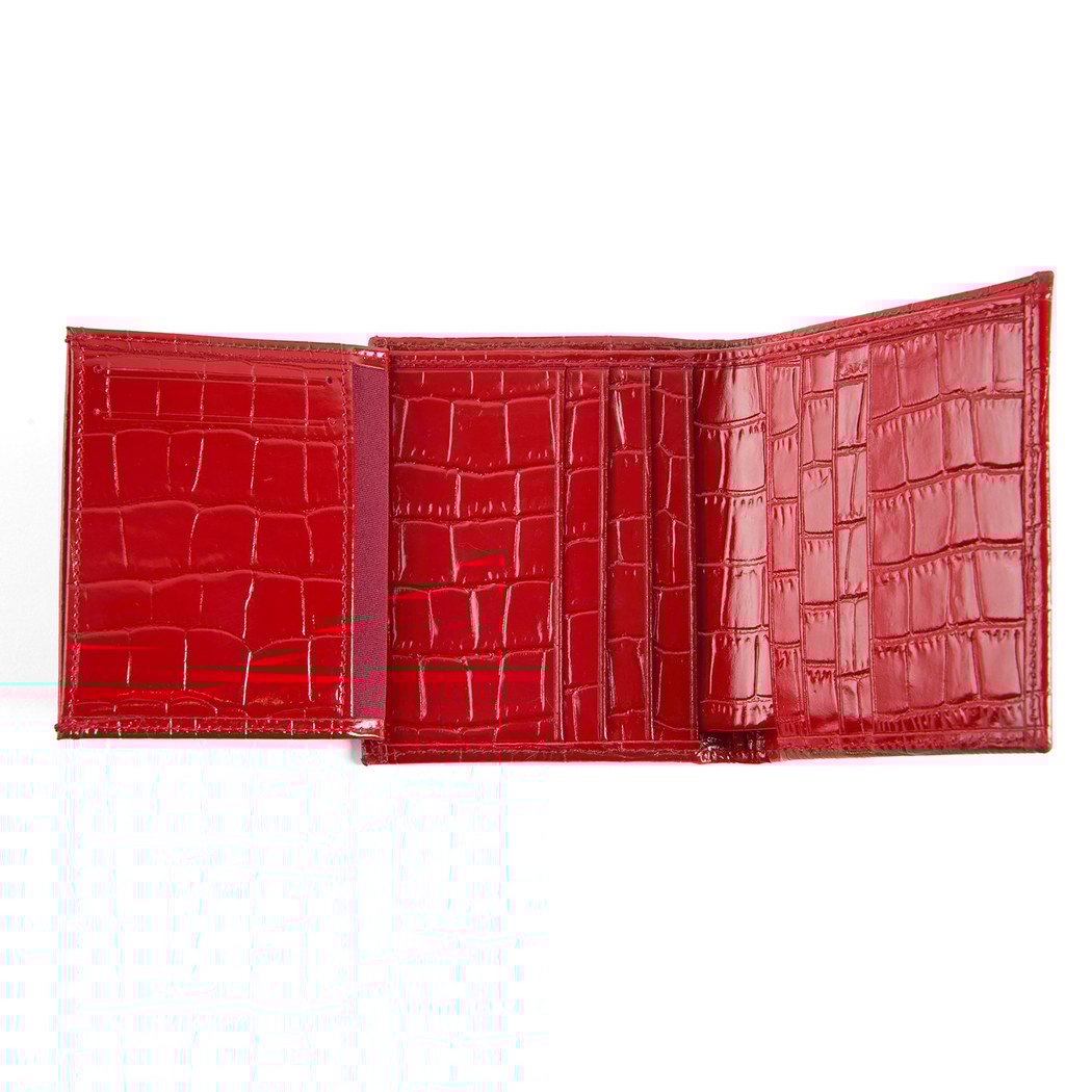 Linoa Kırmızı Kadın Kroko Baskılı Deri Cüzdan