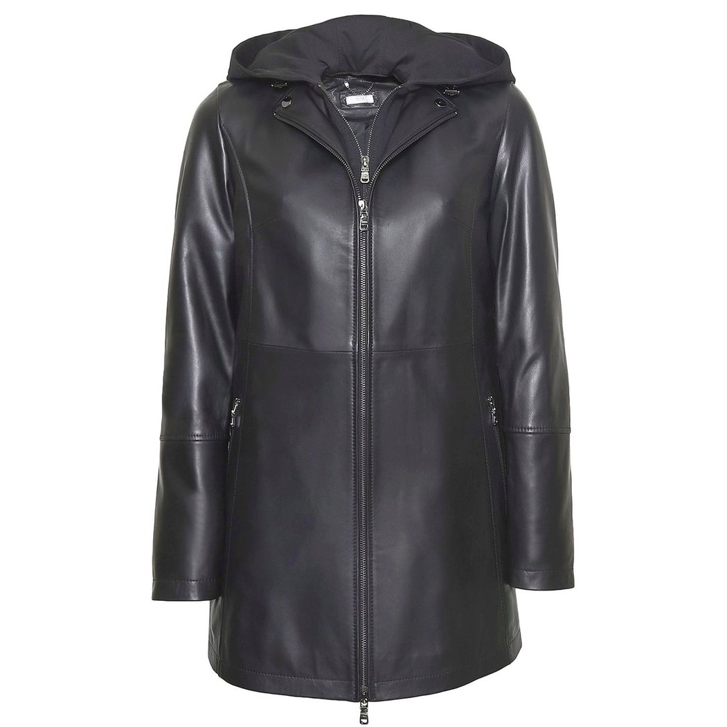 Lizzy Kapüşonlu Kadın Deri Mont