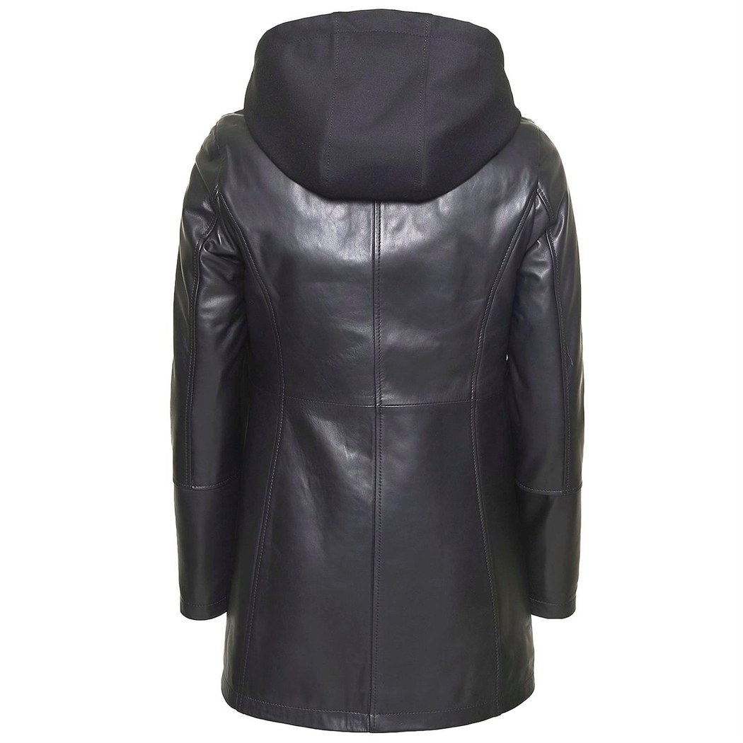Lizzy Kapüşonlu Kadın Deri Mont
