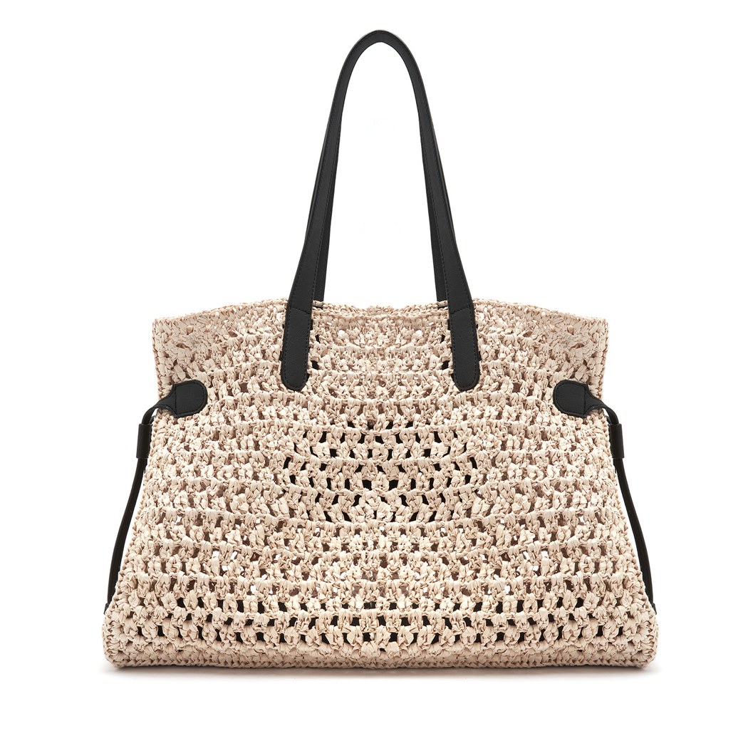 Lorah Bej Kadın Hasır Deri Omuz Çantası