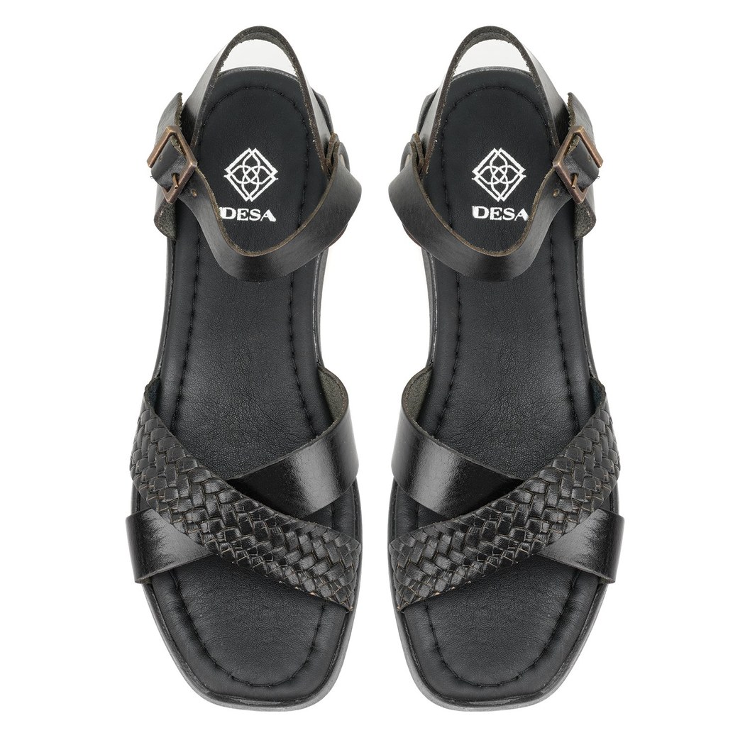 Lou Siyah Kadın Deri Sandalet