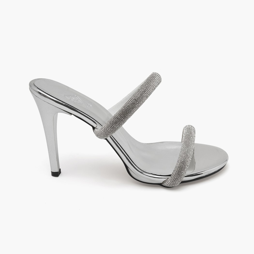 Loui Gümüş Kadın Taşlı Abiye Terlik