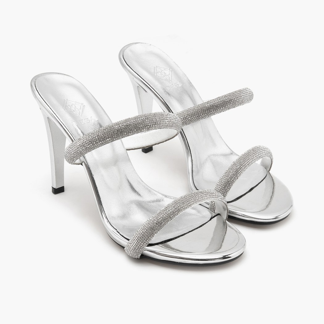 Loui Gümüş Kadın Taşlı Abiye Terlik