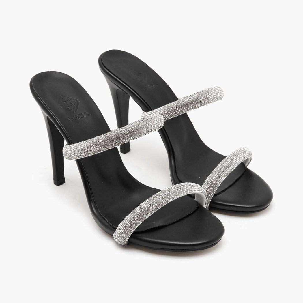 Loui Siyah Kadın Taşlı Abiye Terlik