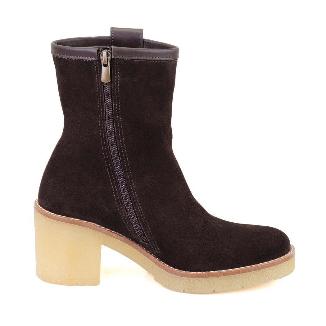 Loza Kahve Kadın Topuklu Süet Deri Bot