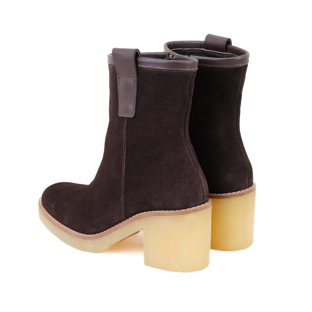 Loza Kahve Kadın Topuklu Süet Deri Bot