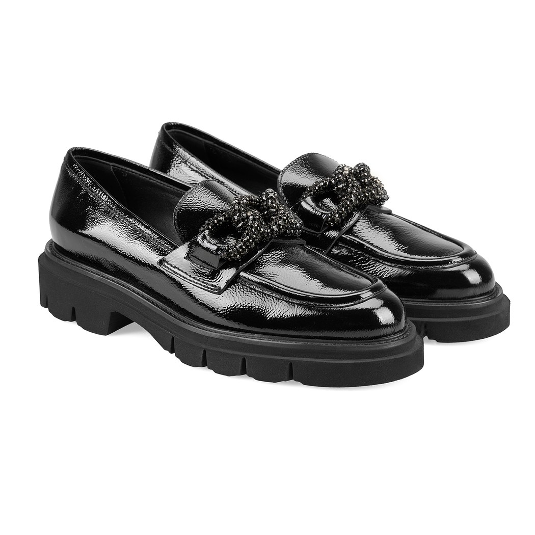 Luca Grossi Aurora Siyah Kadın Toka Detaylı Rugan Loafer