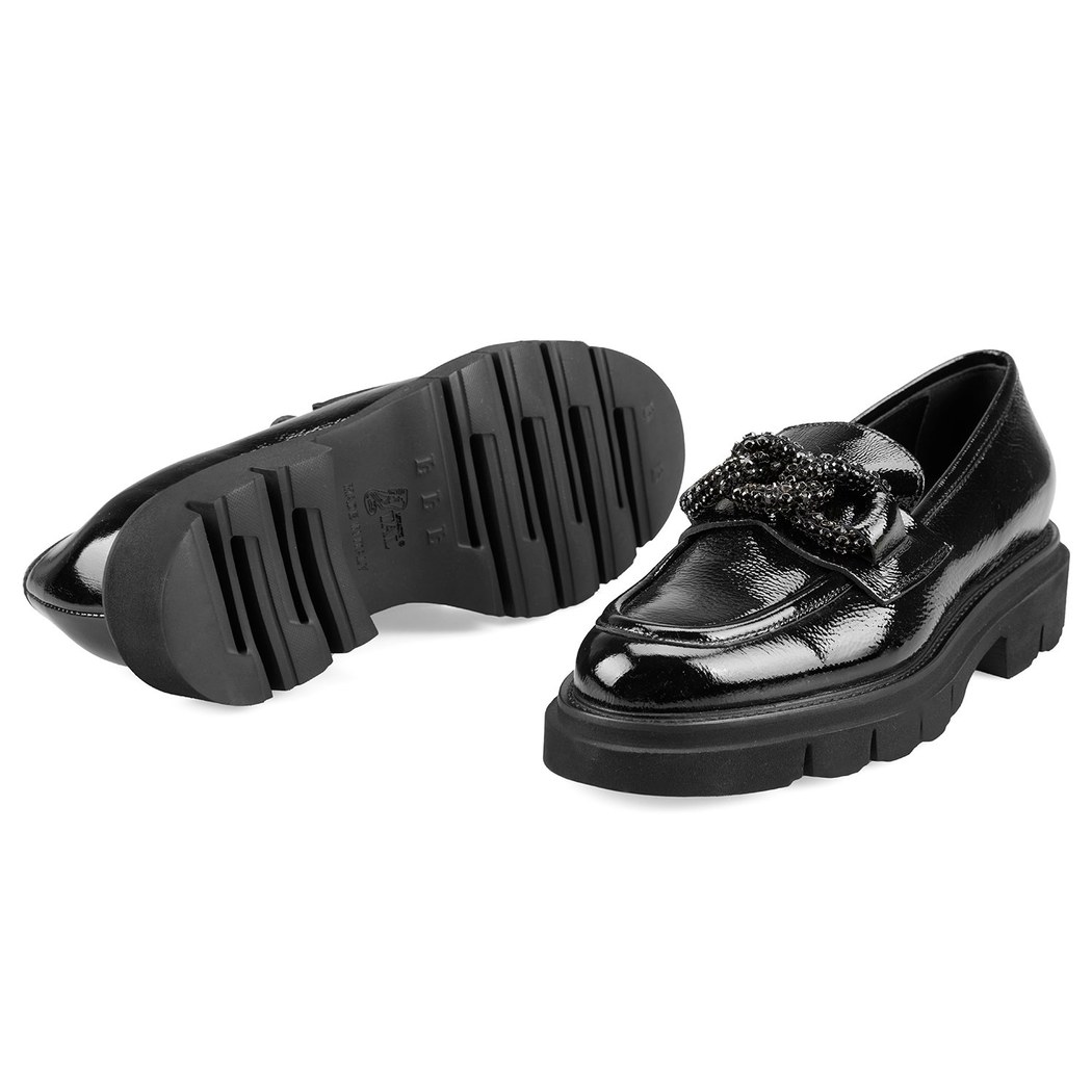 Luca Grossi Aurora Siyah Kadın Toka Detaylı Rugan Loafer