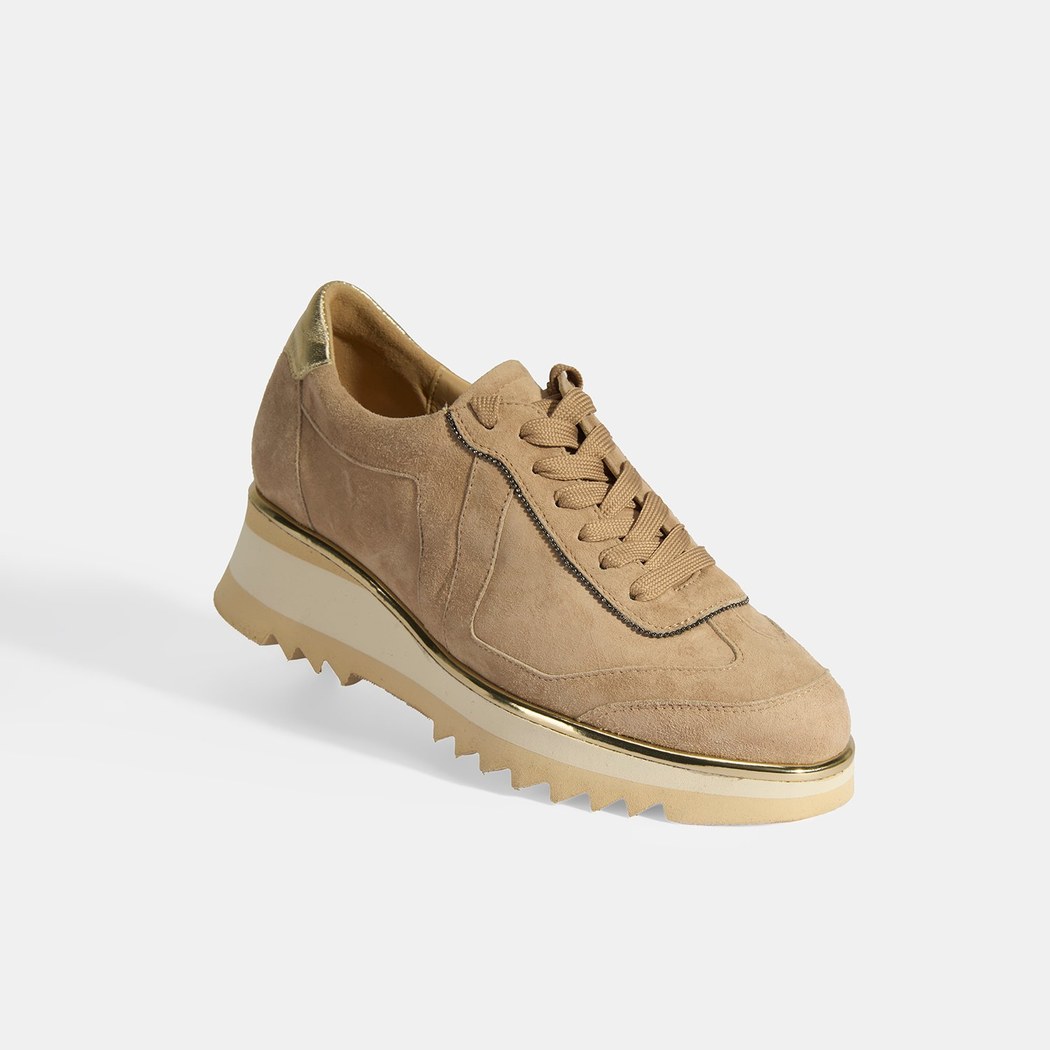 Luca Grossi Kadın Bej Bağcıklı Süet Spor Ayakkabı