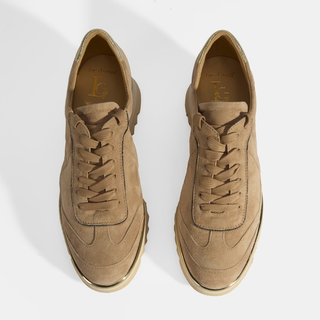 Luca Grossi Kadın Bej Bağcıklı Süet Spor Ayakkabı