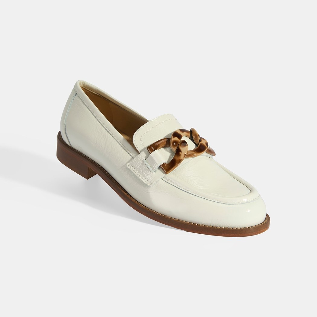Luca Grossi Kadın Beyaz Aksesuar Detaylı Rugan Loafer