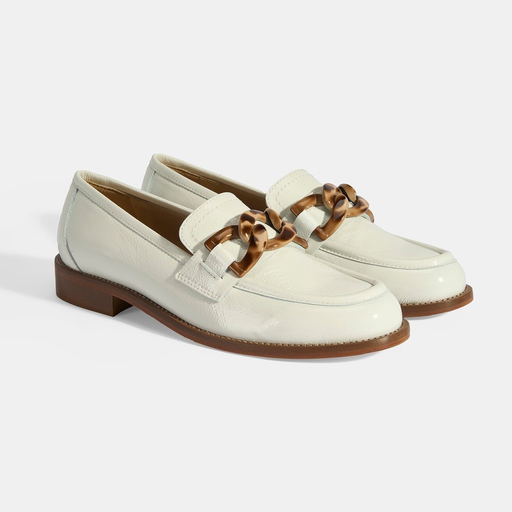 Luca Grossi Kadın Beyaz Aksesuar Detaylı Rugan Loafer