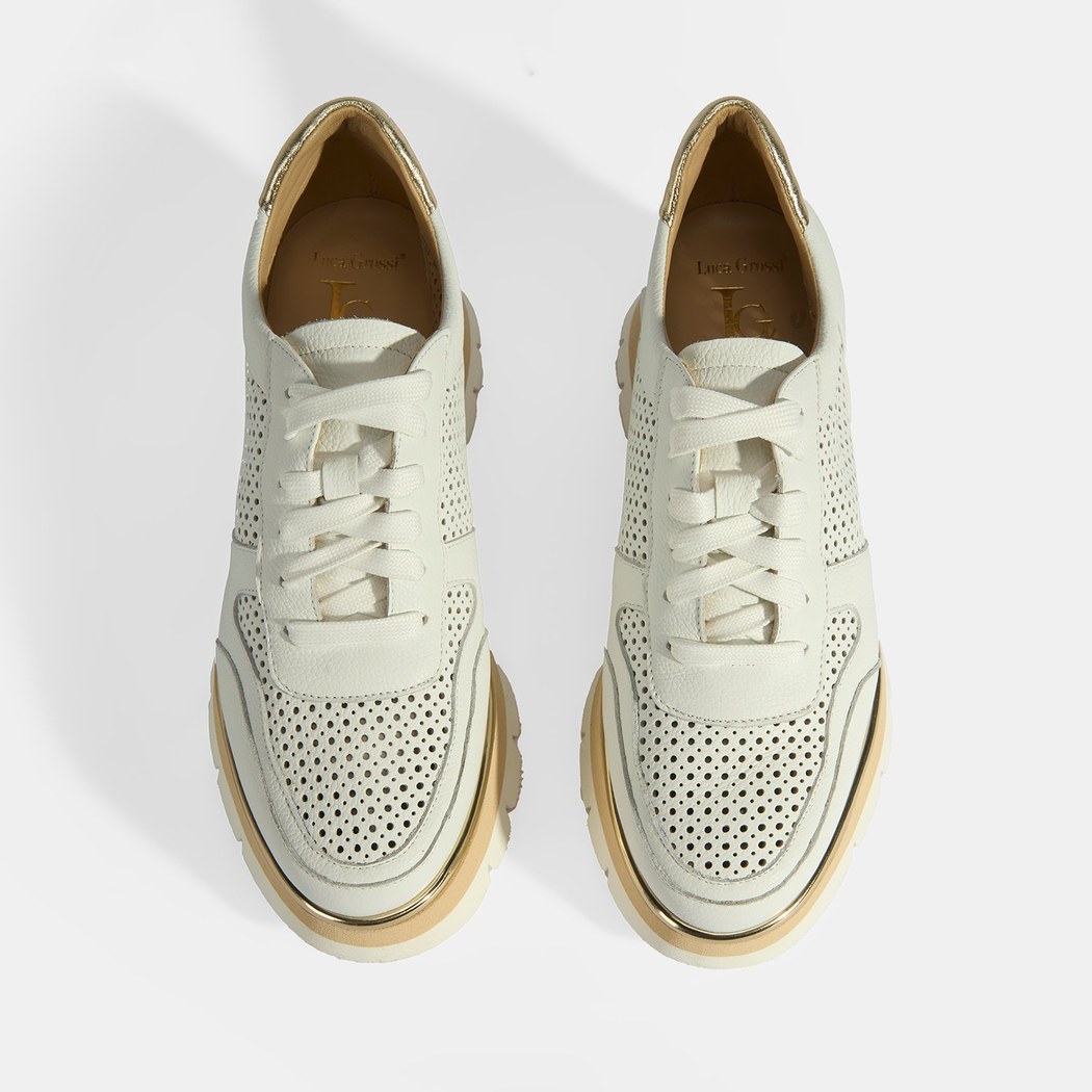 Luca Grossi Kadın Beyaz Bağcıklı Deri Spor Ayakkabı