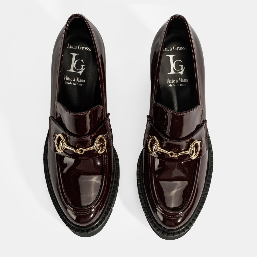 Luca Grossi Kadın Bordo Toka Detaylı Topuklu Rugan Loafer