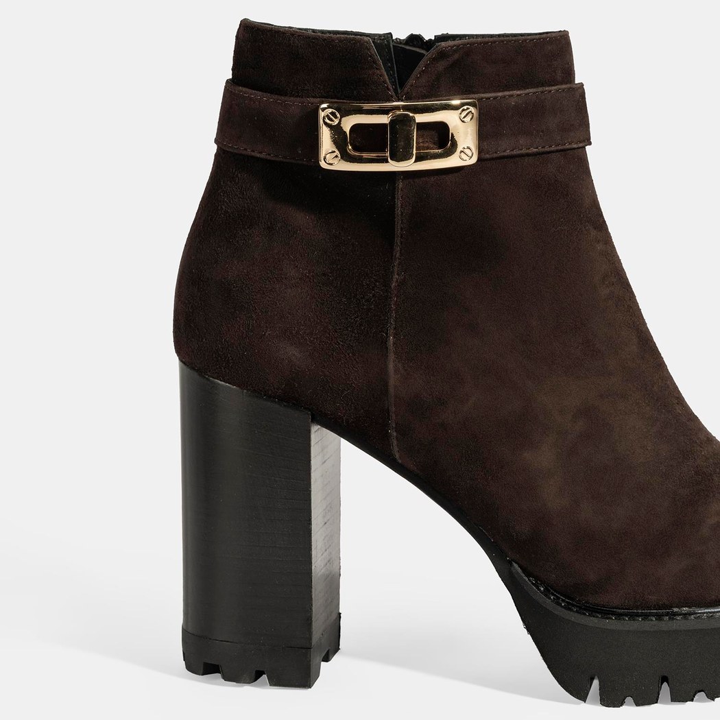 Luca Grossi Kadın Kahve Metal Kilit Detaylı Platform Topuklu Bot