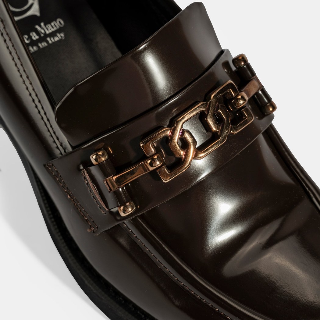 Luca Grossi Kadın Kahve Toka Detaylı Deri Loafer