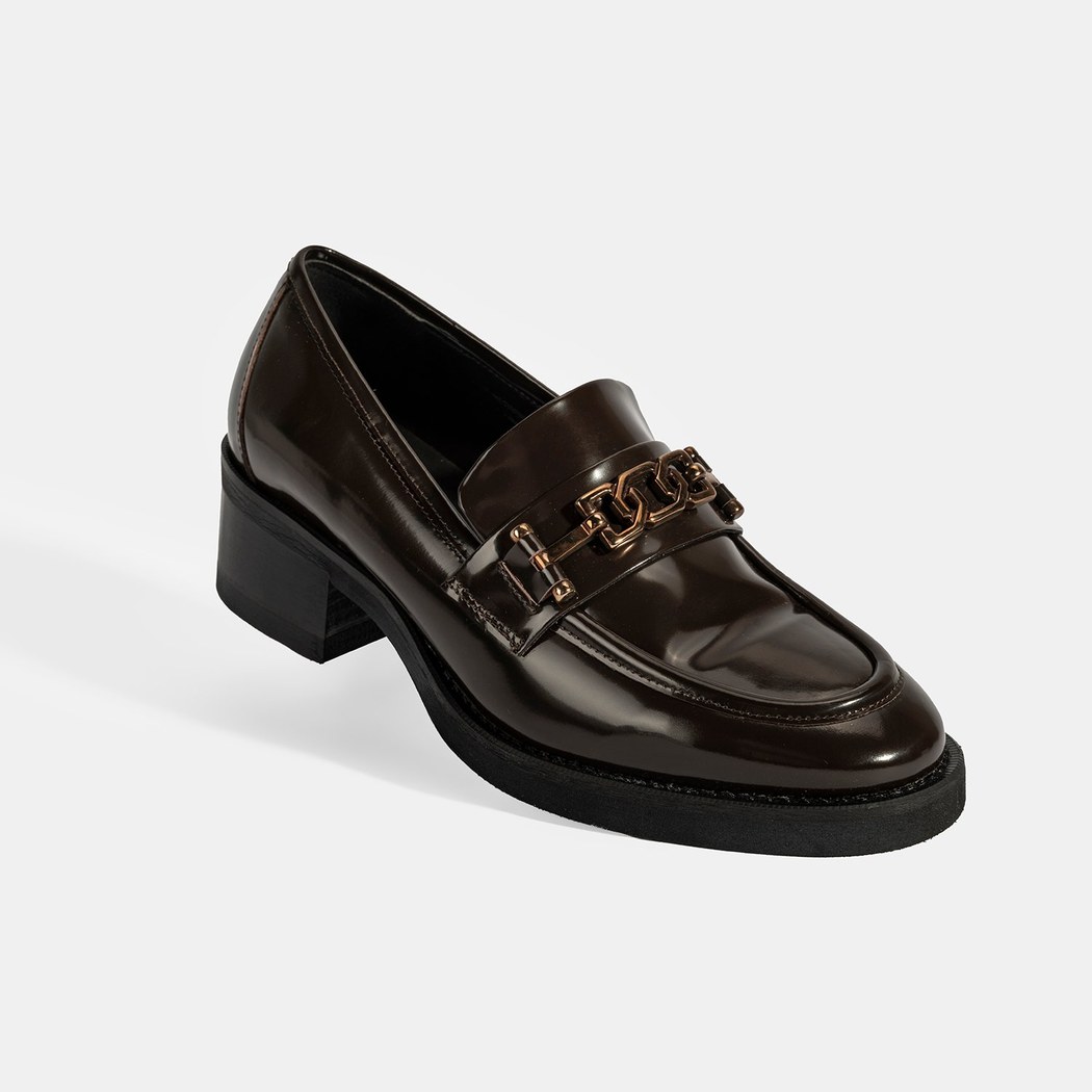 Luca Grossi Kadın Kahve Toka Detaylı Deri Loafer