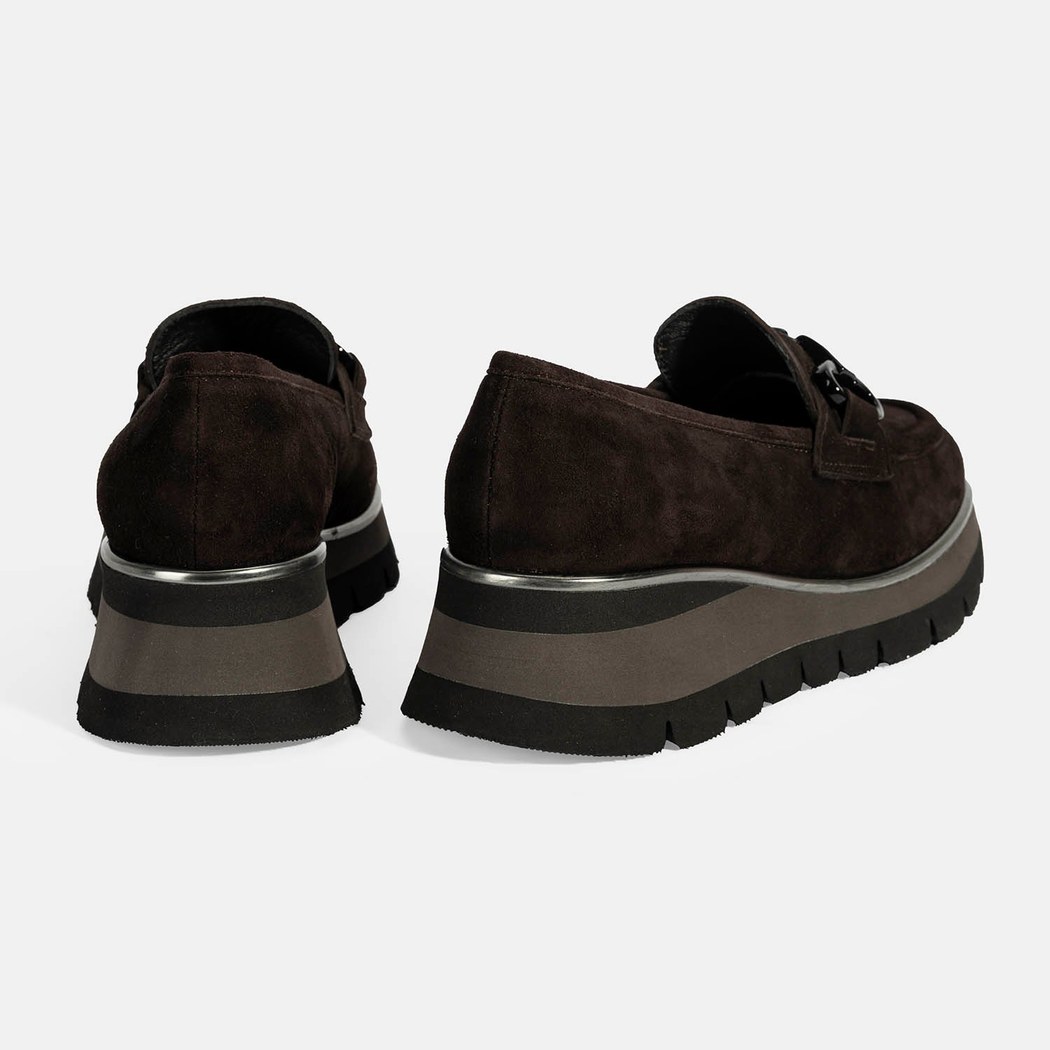 Luca Grossi Kadın Kahve Toka Detaylı Dolgu Topuklu Süet Loafer