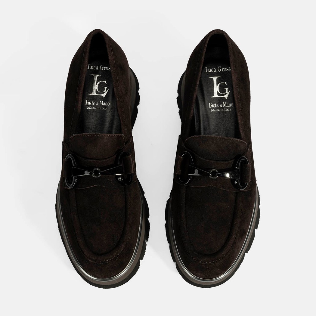 Luca Grossi Kadın Kahve Toka Detaylı Dolgu Topuklu Süet Loafer