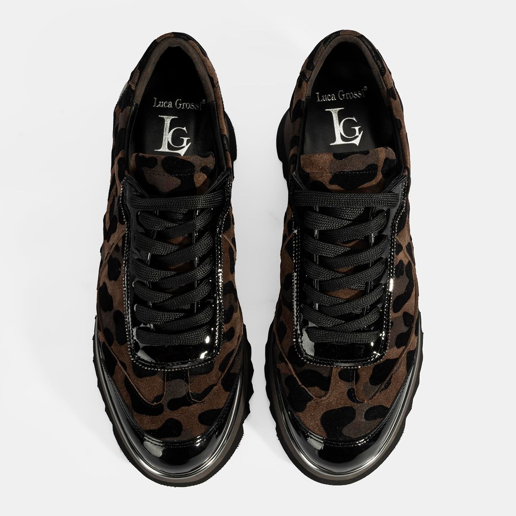 Luca Grossi Kadın Leopar Desenli Süet Deri Sneaker