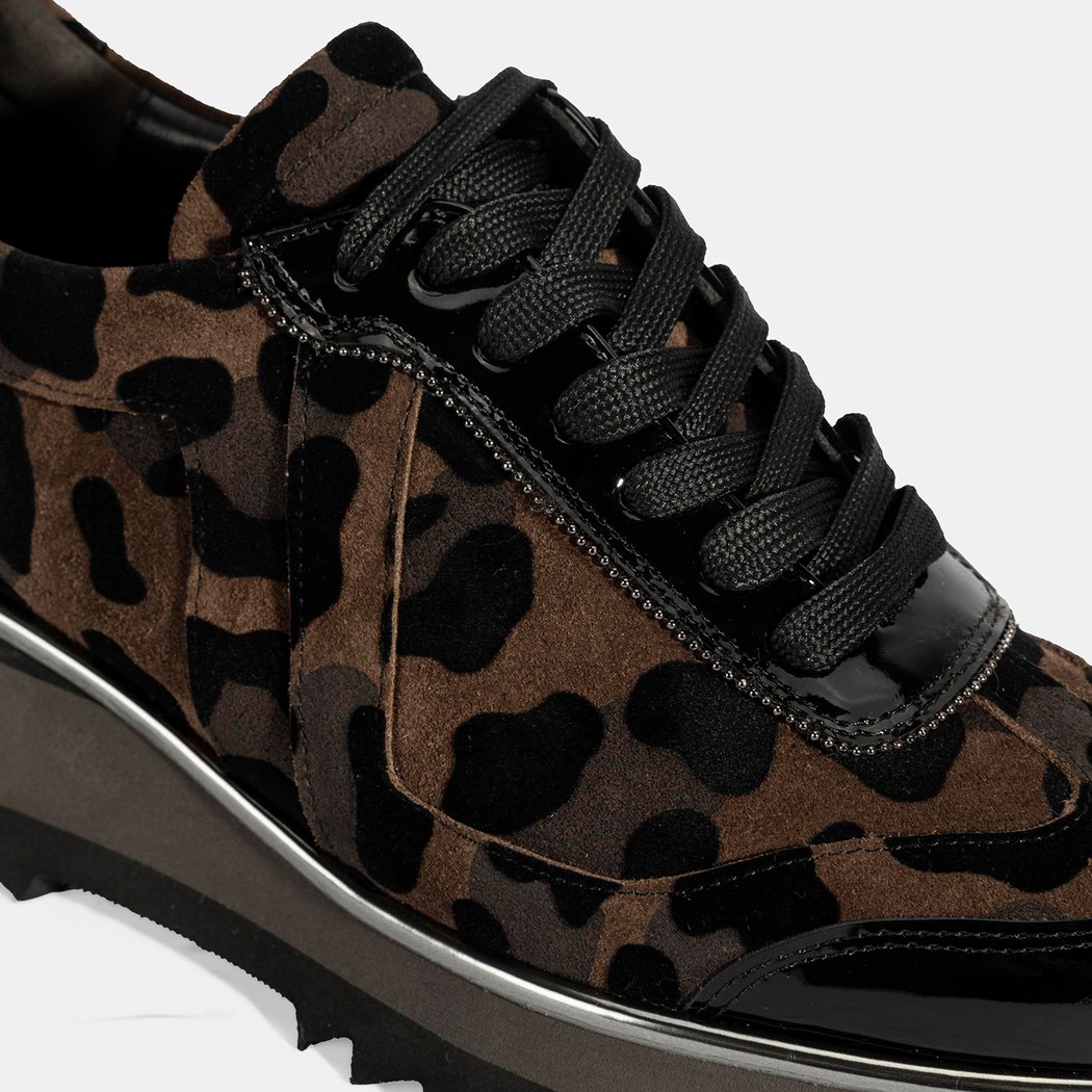 Luca Grossi Kadın Leopar Desenli Süet Deri Sneaker