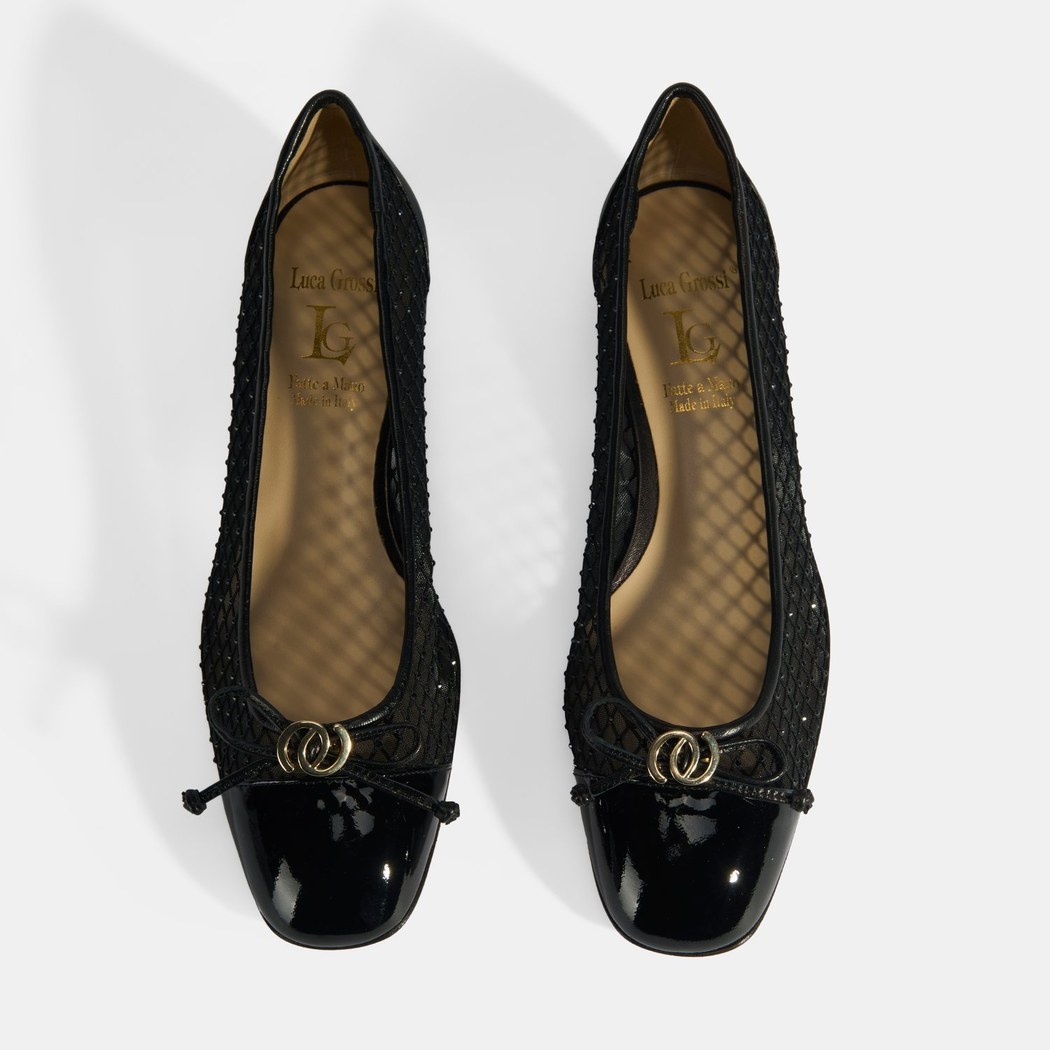 Luca Grossi Kadın Siyah Aksesuar Detaylı File Babet