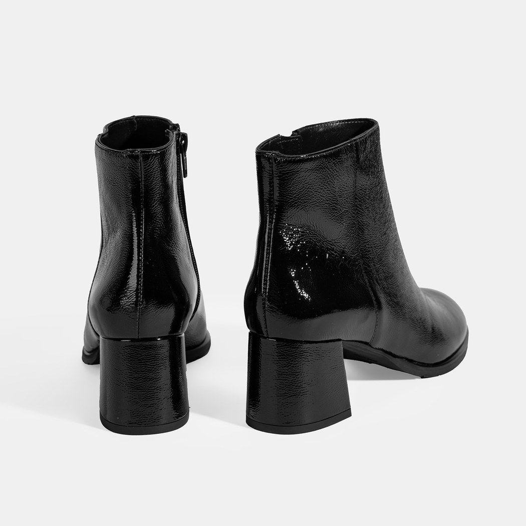 Luca Grossi Kadın Siyah Fermuarlı Topuklu Rugan Bot