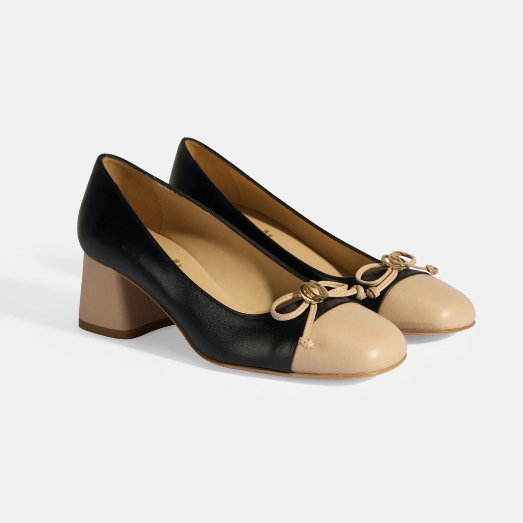 Luca Grossi Kadın Siyah Fiyonk Detaylı Deri Topuklu Ayakkabı