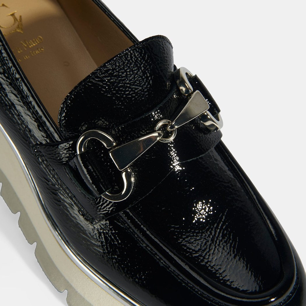 Luca Grossi Kadın Siyah Kalın Topuklu Slip-On Rugan Loafer