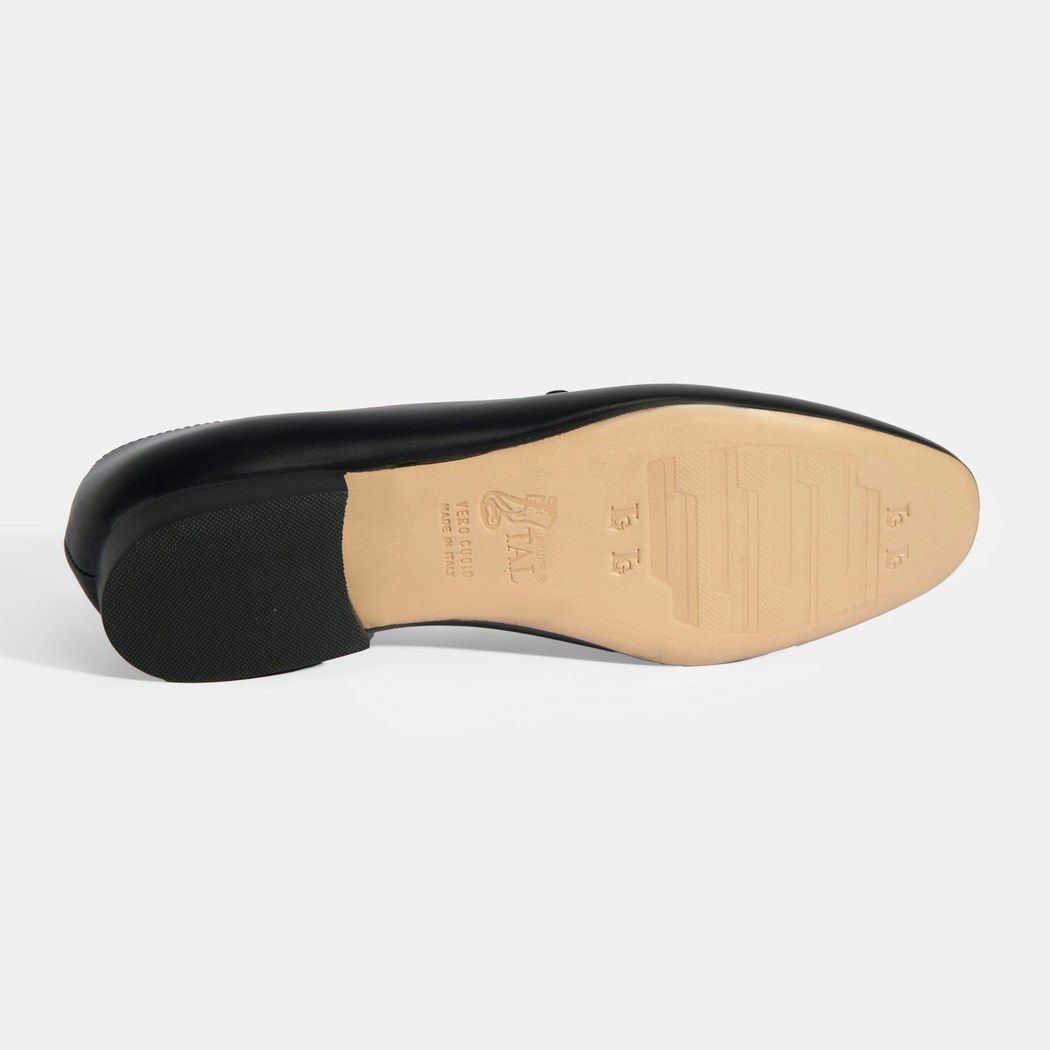 Luca Grossi Kadın Siyah Taşlı Toka Aksesuarlı Deri Loafer