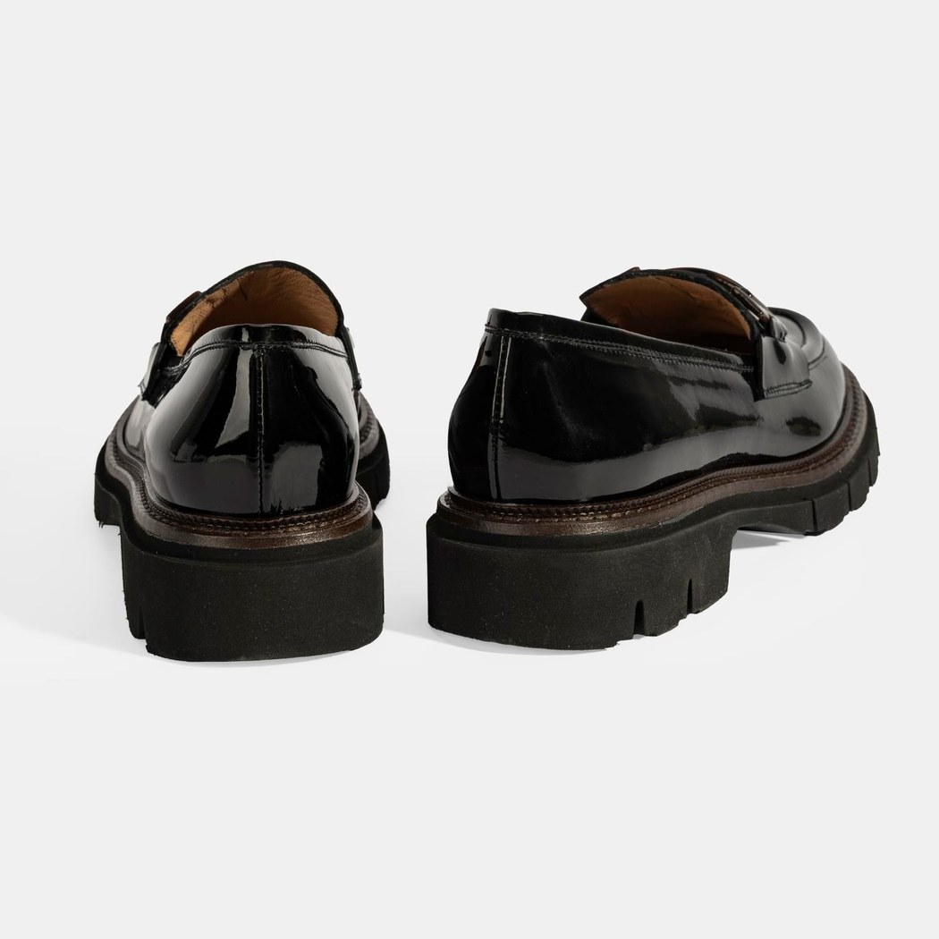 Luca Grossi Kadın Siyah Toka Detaylı Rugan Loafer