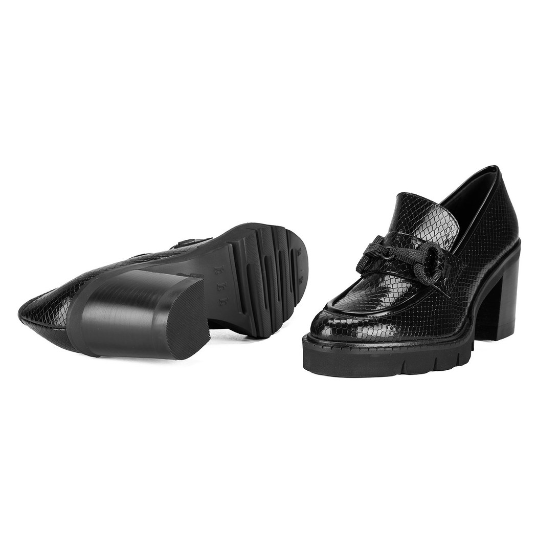 Luca Grossi Kadın Siyah Topuklu Deri Günlük Ayakkabı