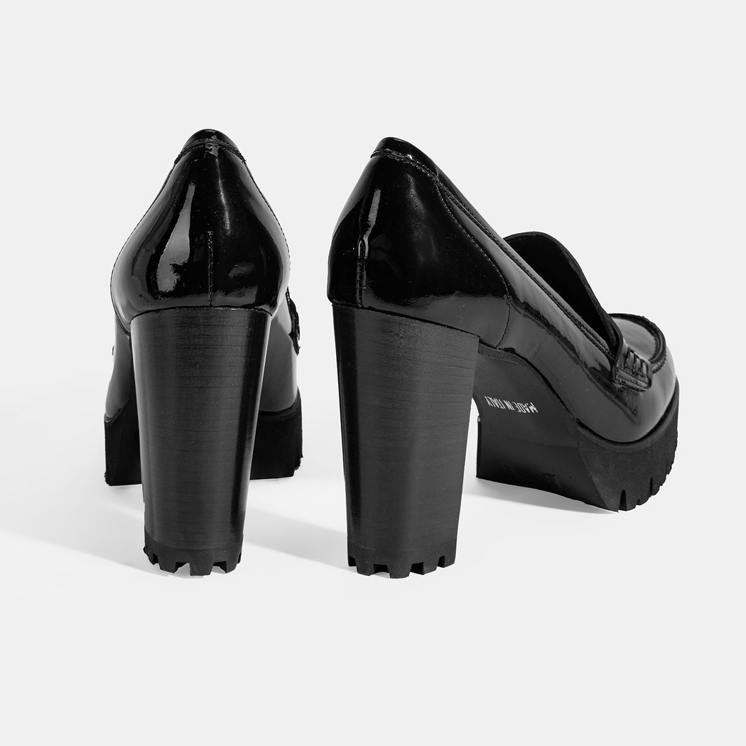 Luca Grossi Kadın Siyah Topuklu Rugan Klasik Ayakkabı