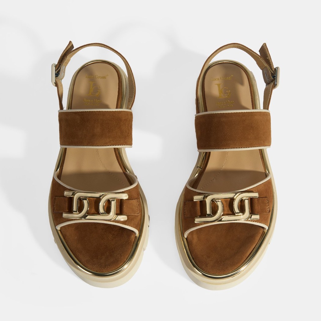 Luca Grossi Kadın Taba Ayarlanabilir Toka Aksesuarlı Süet Sandalet