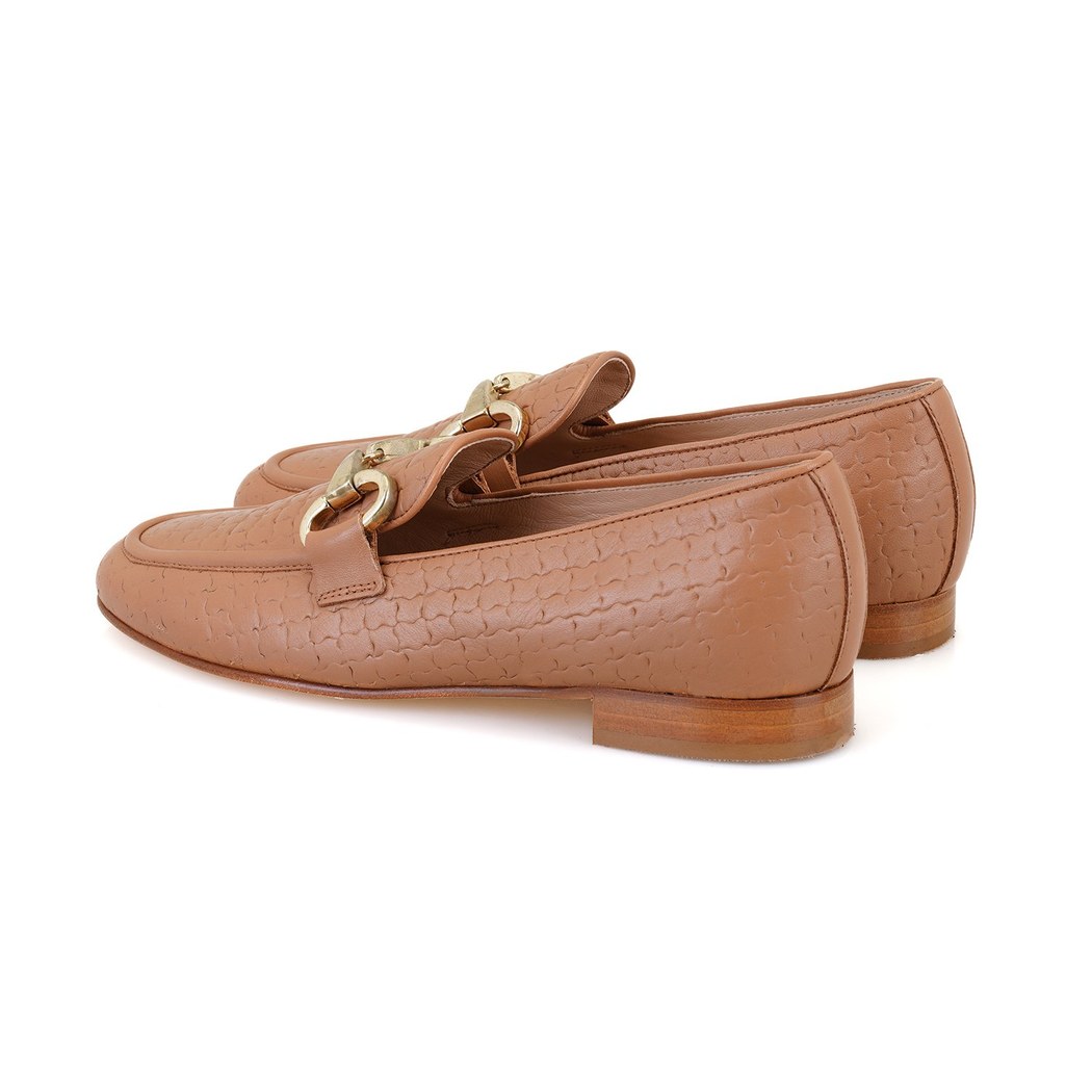 Luca Grossi Kahve Kadın Toka Aksesuarlı Deri Loafer