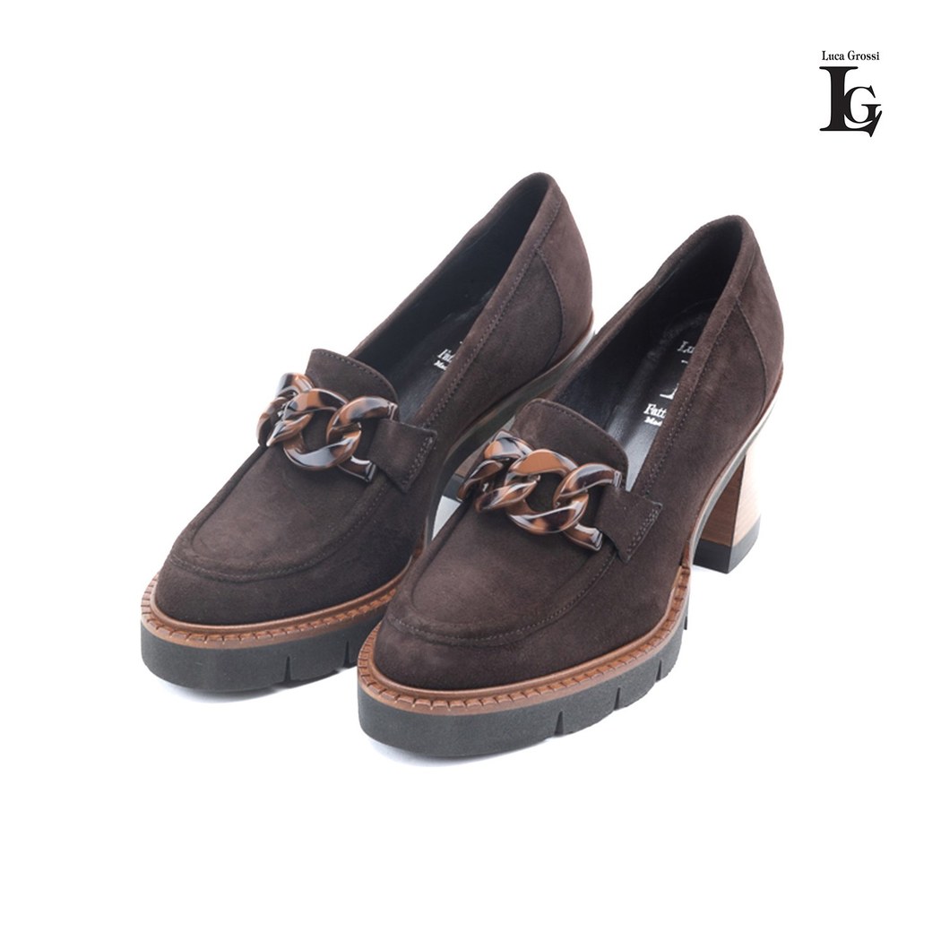 Luca Grossi Kahve Kadın Toka Detaylı Topuklu Loafer