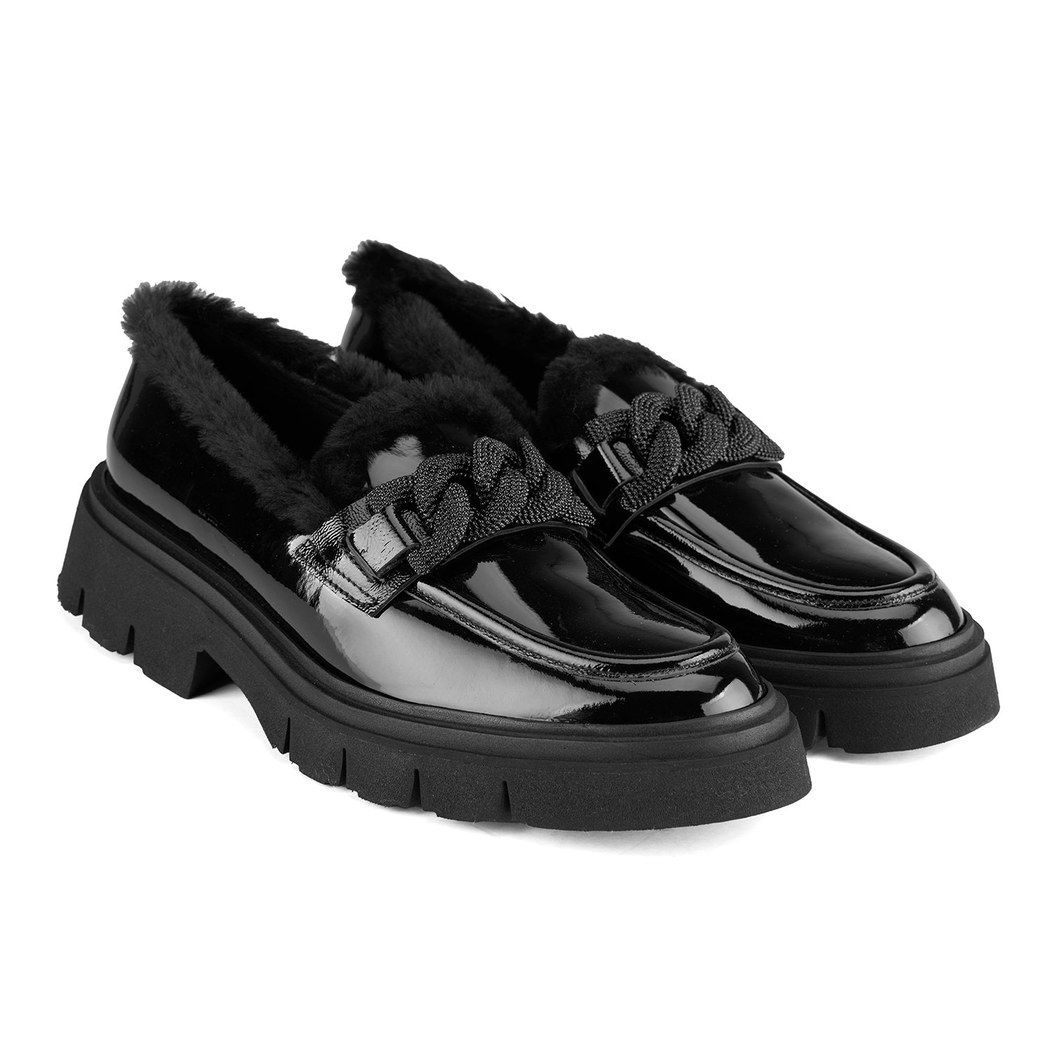 Luca Grossi Siyah Kadın Rugan Loafer