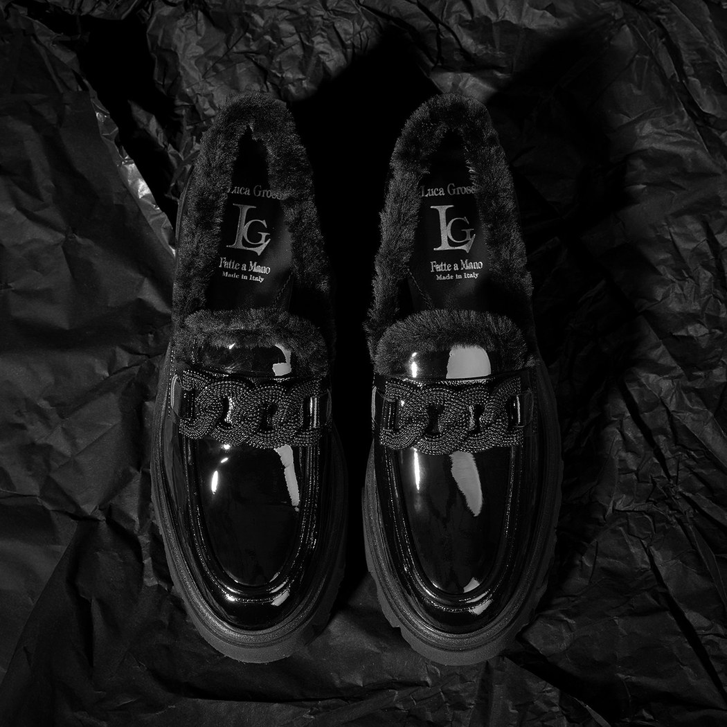 Luca Grossi Siyah Kadın Rugan Loafer