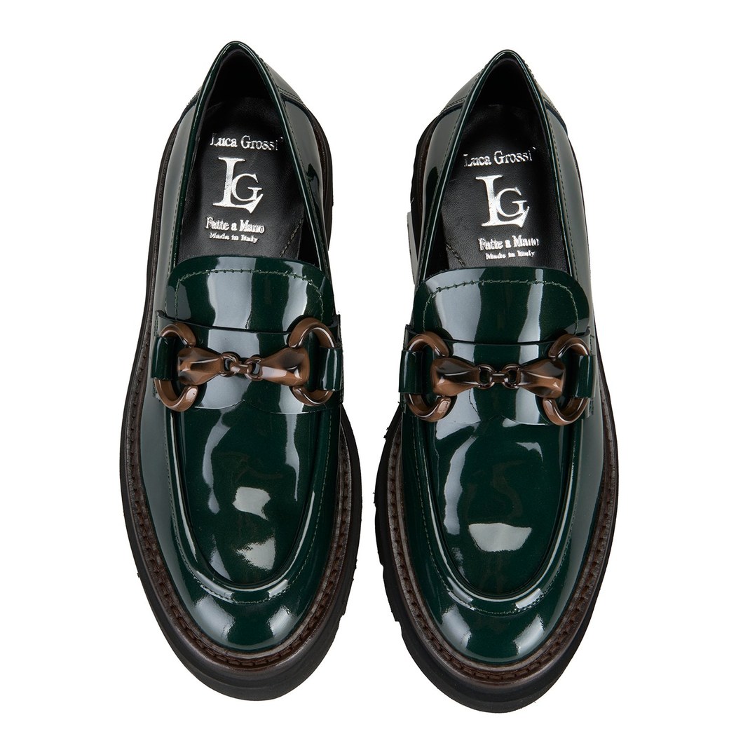 Luca Grossi Yeşil Kadın Deri Loafer Ayakkabı