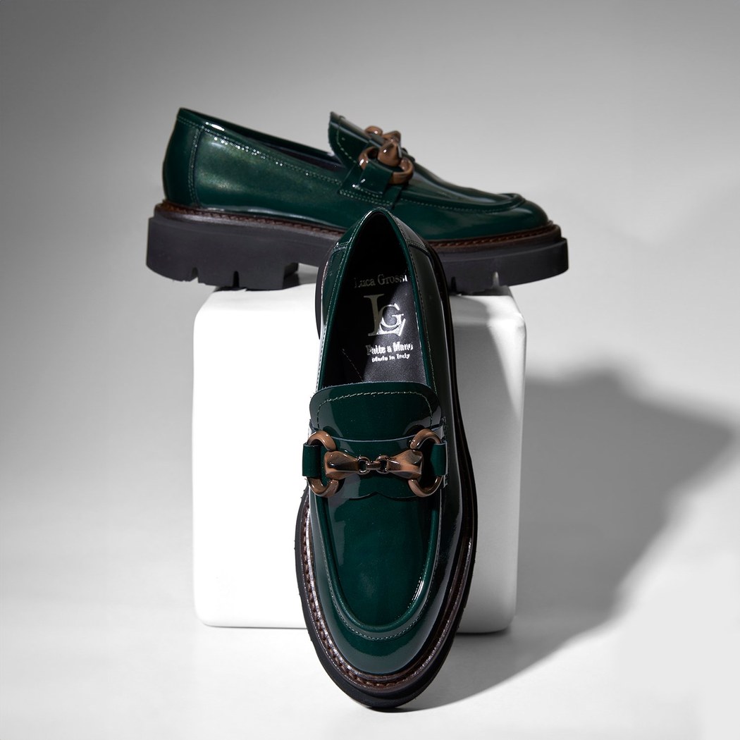 Luca Grossi Yeşil Kadın Deri Loafer Ayakkabı
