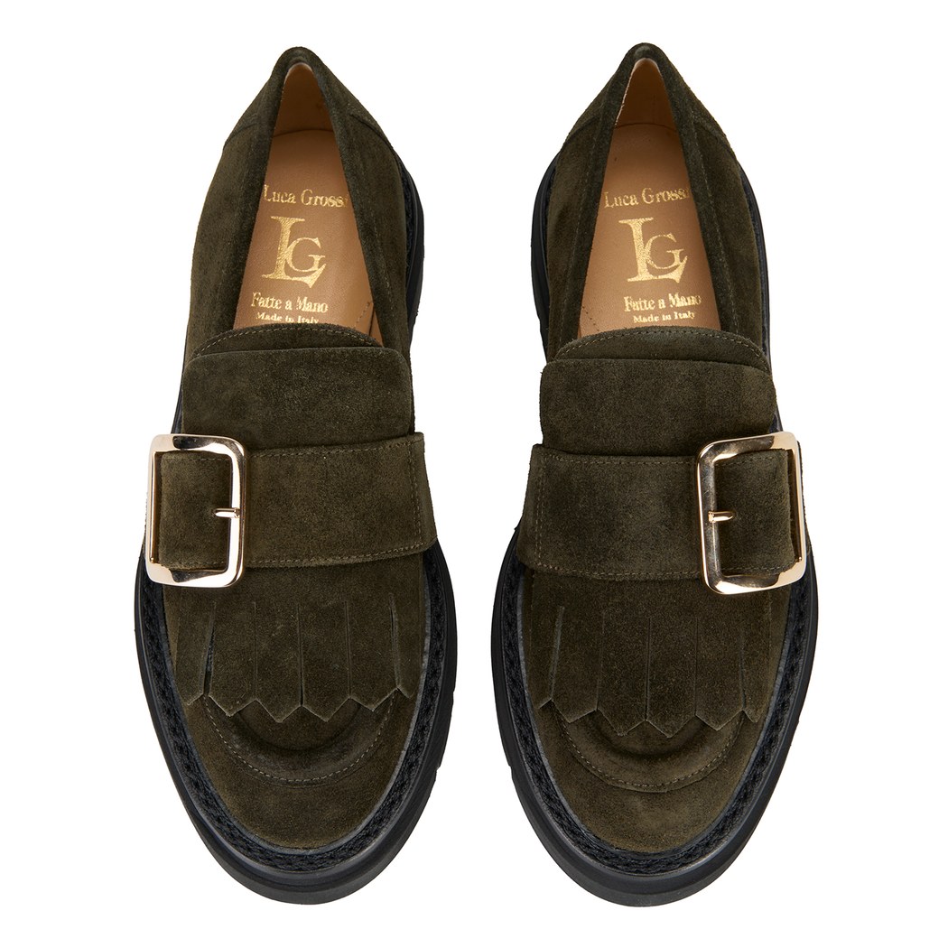 Luca Grossi Yeşil Kadın Püsküllü Süet Loafer Ayakkabı