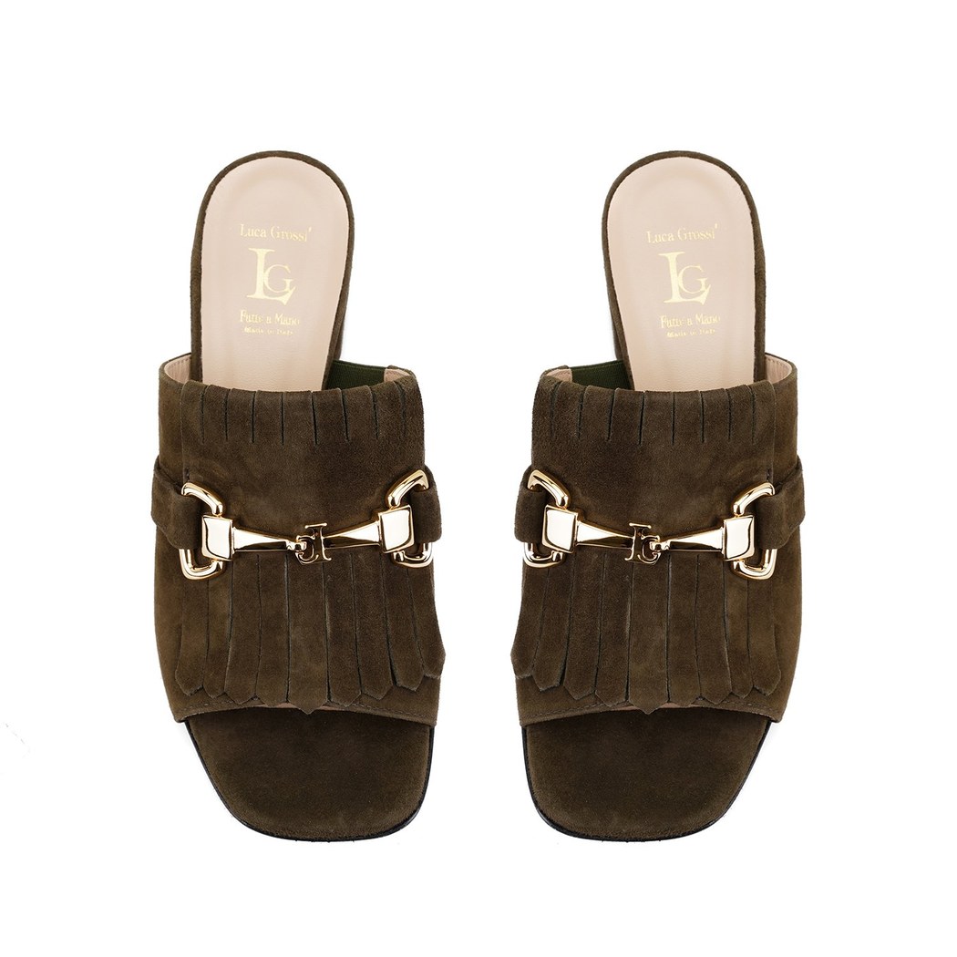 Luca Grossi Yeşil Toka Aksesuarlı Topuklu Terlik