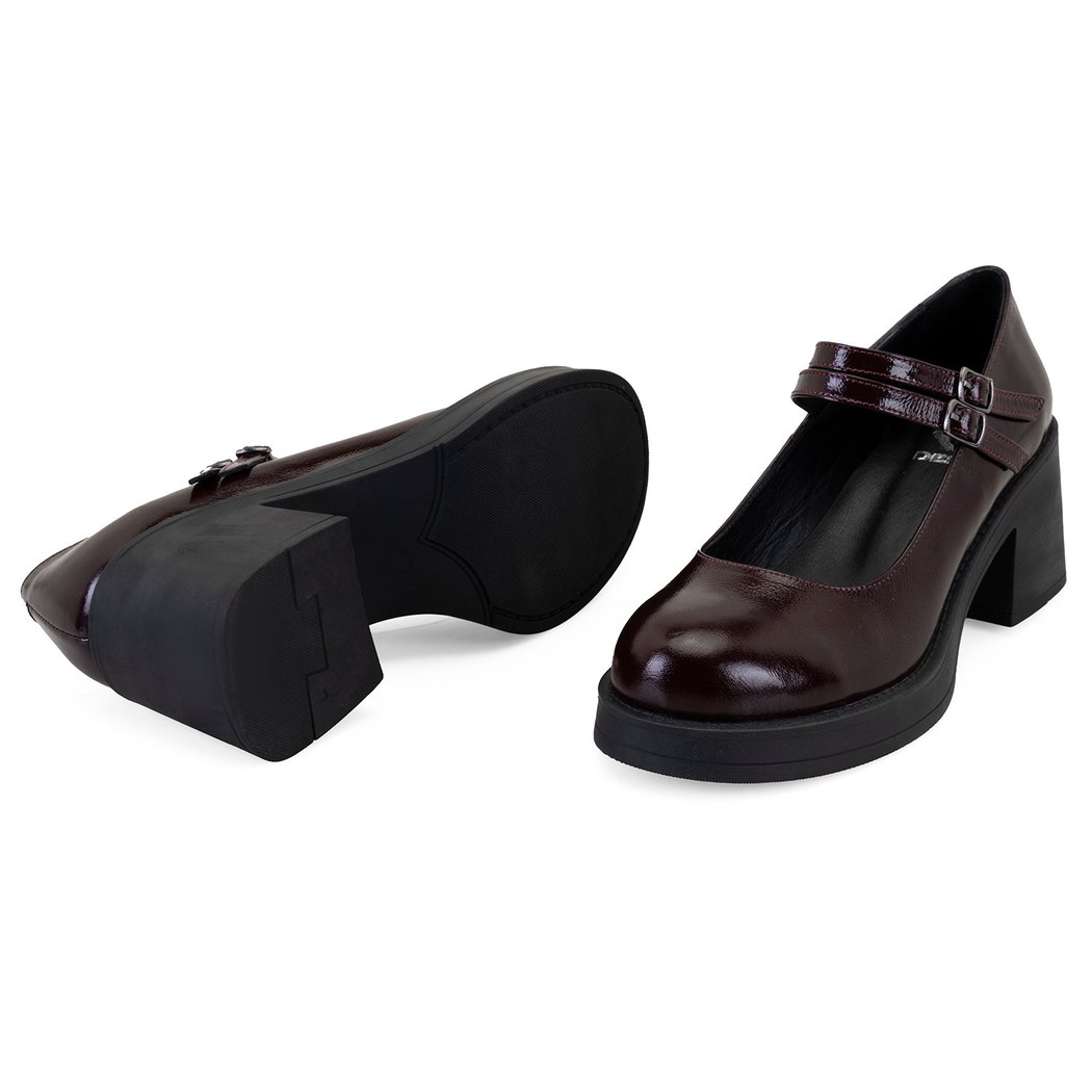 Luisa Bordo Kadın Topuklu Mary Jane Deri Klasik Ayakkabı