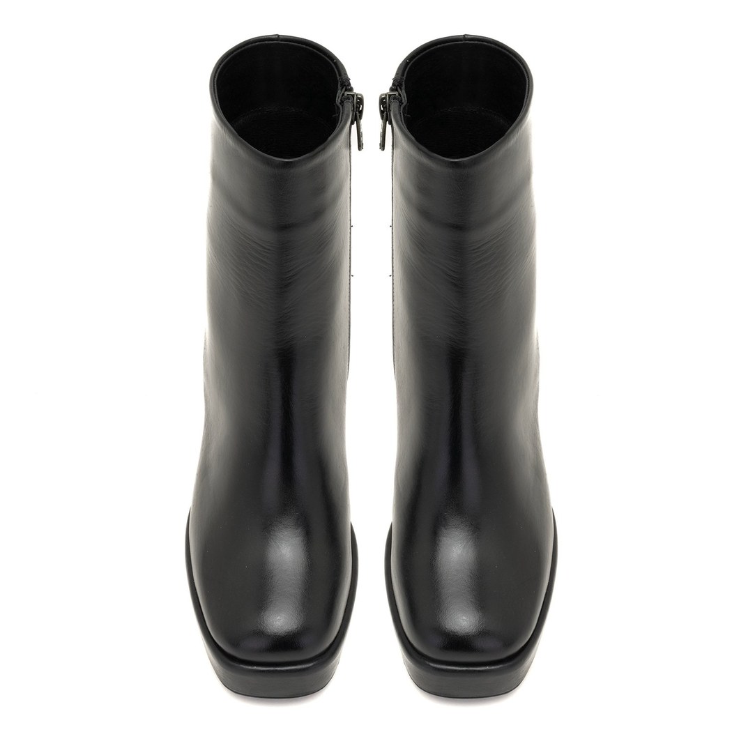 Luliye Siyah Kadın Deri Platform Topuklu Bot