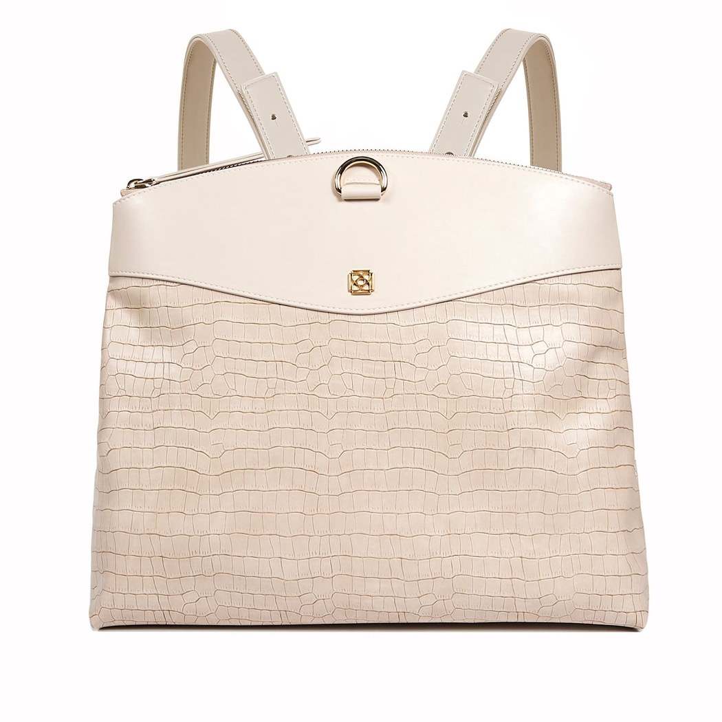 Luna Bej Kadın Kroko Baskılı Sırt Çantası